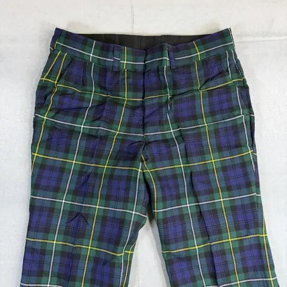 Vintage The Scotch House Pants Mens 35x28* Blue Green Tartan Plaid Wool Scottish - Picture 2 of 9